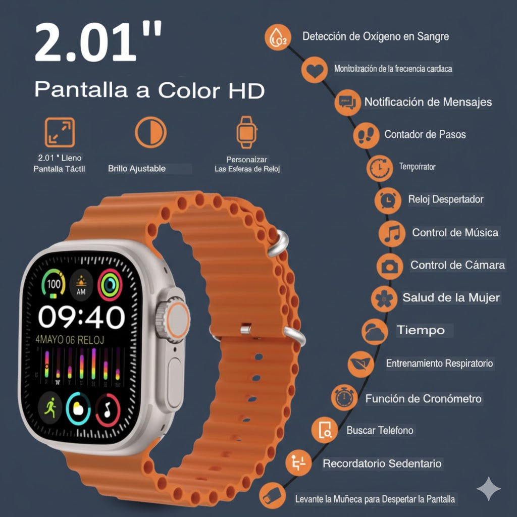 Smartwatch Ultra Pro con 2 correas ( negro + blanco )